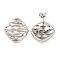 Non-Tarnish 304 Stainless Steel Stud Earrings, Rhombus, Stainless Steel Color, 23x22mm
