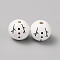 Round Christmas Snowman Print Wood European Beads, Large Hole Beads, Black, 19.5~20x18mm, Hole: 4.5mm
