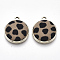 Alloy Pendants, with Cloth, Flat Round, Light Gold, Camel, 23x19x5.5mm, Hole: 2mm