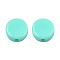 Opaque Acrylic Beads, Flat Round, Turquoise, 10x5mm, Hole: 1.8mm, about 1300pcs/500g
