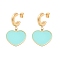 Ion Plating(IP) 304 Stainless Steel Heart Stud Earrings, with Enamel for Women, Real 18K Gold Plated, Turquoise, 40x23.5mm