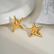 European Style Stainless Steel Star Stud Earrings, Real 18K Gold Plated, 25.3mm