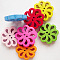 Carved Button in Flower Shape, Wooden Buttons, Mixed Color, 20mm in diameter, 4mm thick
