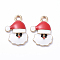 Golden Plated Alloy Enamel Pendants, for Christmas, Santa Claus , White, 18x13x3mm, Hole: 2mm