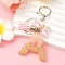 Resin & Acrylic & Faux Suede Tassel Keychain, with Alloy Clasp and Iron Rings, Letter A, 9.5cm
