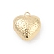 Brass Pendants, Real 14K Gold Plated, Heart, 28x26x13.5mm, Hole: 3mm