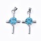 Rhinestone Pendants, with Platinum Tone Brass Findings, Cross, Aquamarine, 27x15.5x5.5mm, Hole: 3.5x4mm