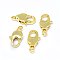 Brass Lobster Claw Clasps, Real 18K Gold Plated, 17x9x4mm, Hole: 2mm