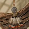 Ethnic Style Alloy & Wood Woven Web/Net with Feather Big Pendant Faux Suede Cord Necklaces for Women, Antique Silver, Flower, 15.75 inch(40cm), pendant: 110x40mm