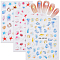 3Pcs 3 Styles Sea Animal Plastic Embossed Nail Art Stickers, Mixed Color, 8x6.2x0.06cm, 1pc/style
