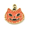Halloween Theme Ion Plating(IP) 304 Stainless Steel Enamel Charms, Golden, Pumpkin, 14x14x1.5mm, Hole: 1.5mm