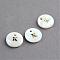 Freshwater Shell Pendants, Flat Round with Gold Blocking Letter.K, 11.5x2mm, Hole: 1.5mm
