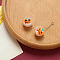 Halloween Resin Imitation Pearl Beads, Hand Drawn Beads, Enamel Style, Round with Pumpkin Pattern, Orange Red, 12mm