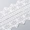 Polyester Flower Lace Ribbon, Wave Edge Lace Trim, Clothes Accessories, Flat, White, 3-1/4~3-3/8 inch(83~85mm)
