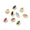 Horse Eye Brass Micro Pave Cubic Zirconia Cabochons, Rack Plating, Long-Lasting Plated, Lead Free & Cadmium Free, Real 18K Gold Plated, Mixed Color, 6.5x4x3mm