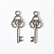 Tibetan Style Alloy Pendant, Skeleton Key, Lead Free and Cadmium Free, Antique Silver Color, about 23mm long, 9.5mm wide, 2mm thick, hole: 2mm