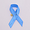 Polyester Brooch, with Iron Safety Pins, Awareness Ribbon, Sky Blue, 65x35x1.5mm
