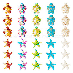 100шт 10 стиля окрашенные синтетические бирюзовые бусины&nbsp;G-TA0002-04