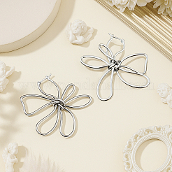 4 пара двухцветных серег-колец из сплава с цветочным узором для женщин&nbsp;EJEW-GO0001-05