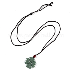 Ожерелья с резным клевером из натурального жадеита&nbsp;NJEW-F321-01