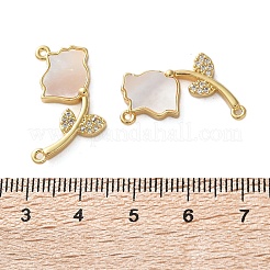 Подвески-коннекторы из латуни с микропаве из прозрачного кубического циркония в виде розы&nbsp;KK-U070-11G