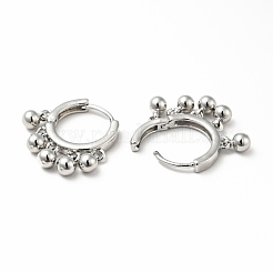 Латунные круглые бусины свисающие серьги-кольца для женщин&nbsp;EJEW-A079-07P