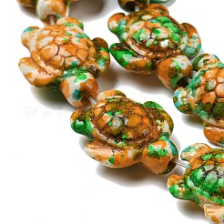 С напылением окрашенные синтетические бирюзовые бусинки&nbsp;G-E617-A02-02