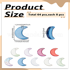 64шт 8 цвета стеклянные подвески&nbsp;GLAA-LP0001-04