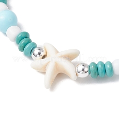 3 шт. синтетические бирюзовые и фарфоровые и окрашенные натуральные бусины говлита эластичные браслеты для женщин&nbsp;X-BJEW-JB11793
