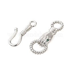 Застежки-защелки из латуни с микропаве из зеленого кубического циркония&nbsp;KK-D356-15P