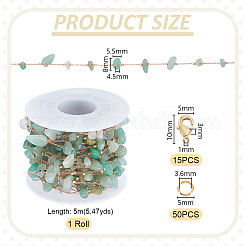 Наборы для изготовления браслетов/ожерельев из натуральной латуни с зеленым авантюрином и бусинами&nbsp;DIY-GA0008-40