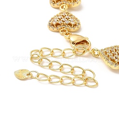 Браслет-цепочка с полым сердечком из прозрачного кубического циркония&nbsp;BJEW-A132-13G