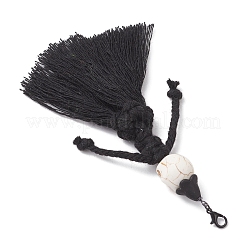 Хеллоуин хлопковые нитки кисточка и синтетический бирюзовый череп подвеска украшения&nbsp;HJEW-JM03757-01