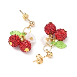 Серьги-гвоздики из нержавеющей стали 304 ручной работы из полимерной глины со стразами&nbsp;EJEW-JE06428-02