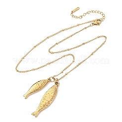 Парные ожерелья-спутники из нержавеющей стали 304 с подвеской в виде рыбки для женщин&nbsp;LS-NJEW-Z108-02G