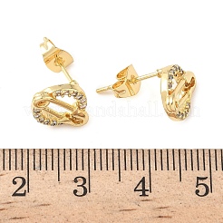 Серьги-гвоздики из латунной микропаве с прозрачными кубическими цирконами&nbsp;EJEW-Z144-28G