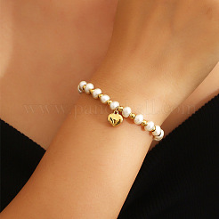 Браслеты с подвесками из нержавеющей стали 304 и искусственного жемчуга&nbsp;FS-WGF99C6-01