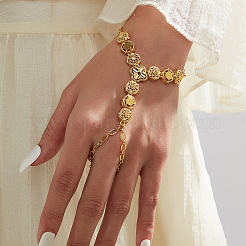 Браслеты-варежки из латуни в форме шестиугольника с цветочным узором для женщин&nbsp;XB1526