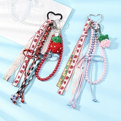 2 шт. подвеска в виде клубники из полиэфирной веревки HJEW-JM04391