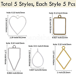 25 шт. 5 стиля подвески из сплава с полигональной оправой и открытой задней частью&nbsp;FIND-DJ0001-35