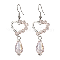 Серьги-подвески из гальванического стекла в форме сердца со слезинкой для женщин&nbsp;EJEW-JE06803-01