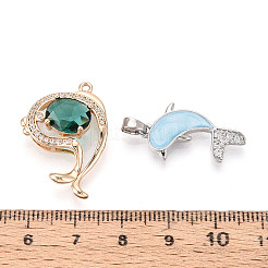 Подвески из латуни с микропаве из кубических цирконий и эмали&nbsp;KK-T072-60PG