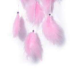 Цветочная тканая сетка/паутина ручной работы с настенным украшением из перьев&nbsp;HJEW-A001-03A