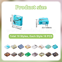160шт 16 стиля стеклянные бусины с 2 отверстиями&nbsp;SEED-PH0002-70