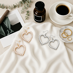 4 пара двухцветных железных сережек-сердец&nbsp;EJEW-HY0001-40