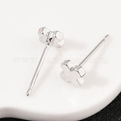 Серьги-гвоздики в виде креста из латуни для женщин&nbsp;EJEW-G441-06C-P