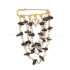 Натуральный черный оникс с железными булавками для килта&nbsp;JEWB-BR00203