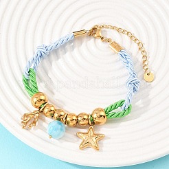 Браслеты с подвесками из нержавеющей стали 304 и стекла&nbsp;BJEW-K247-02G