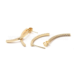 Прозрачные серьги-гвоздики с двойным изогнутым кубическим цирконием спереди сзади&nbsp;EJEW-F281-23G