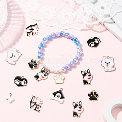 32 шт. 8 стиля подвески с отпечатками лап из сплава и эмали&nbsp;ENAM-SC0007-29